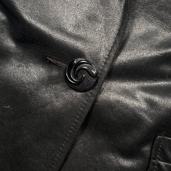 Vintage Russell Scott Liquid Faux Leather Blazer Black Jacket Size M/L - Picture 4 of 16